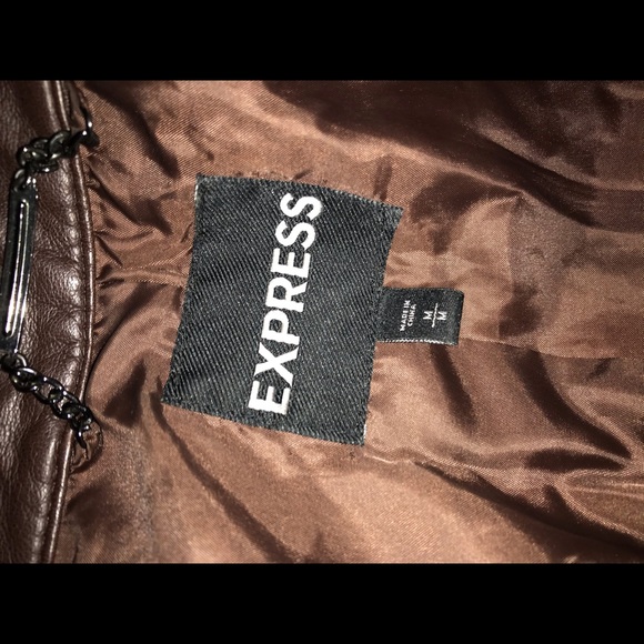 Faux leather brown jacket - Picture 3 of 6